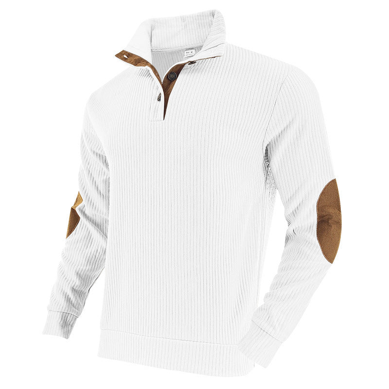 Herren Pullover Modern Stehkragen Lederdetails Trendy