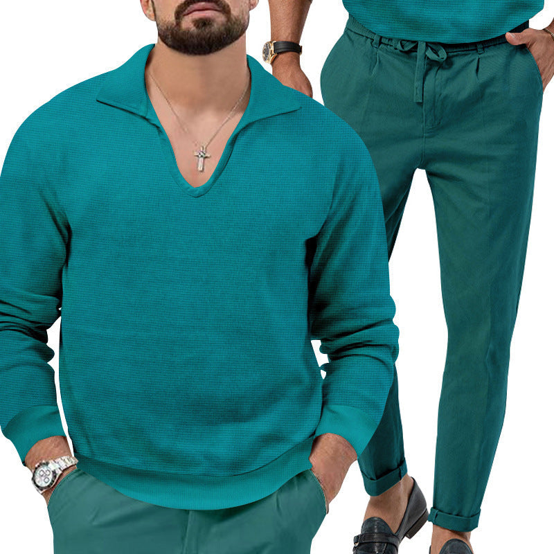 Herren Pullover V-Ausschnitt mit eleganten Hosen