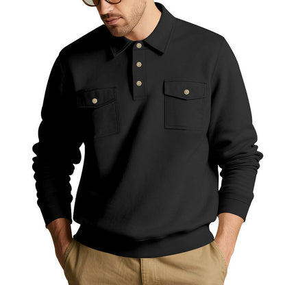 Herren Fleece-Pullover Warm mit Brusttasche