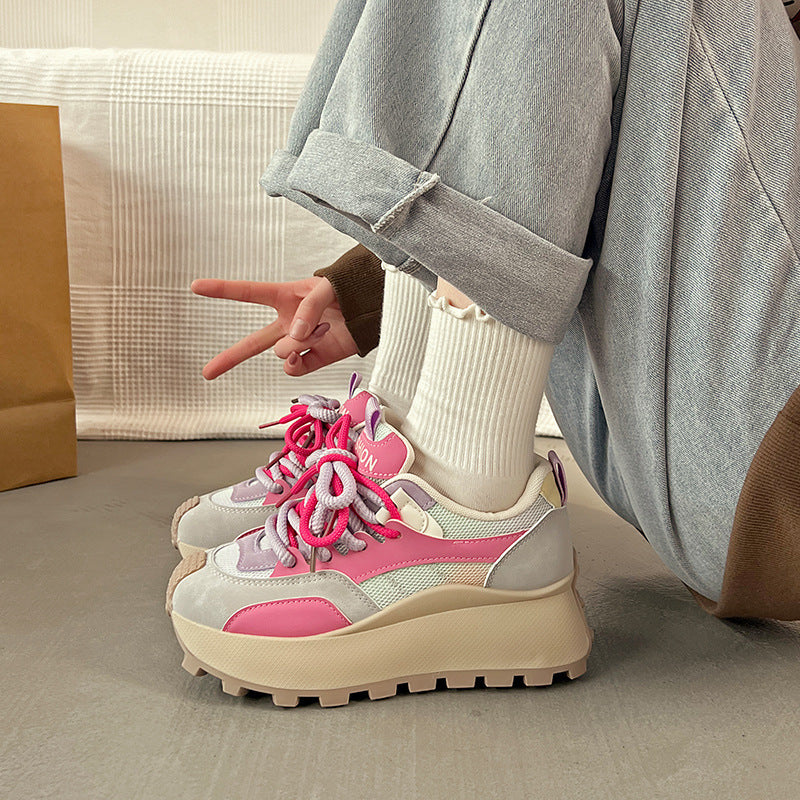 Damen Plateau Sneaker Hoch mit Farbverlauf und rutschfester Sohle Damen Schuhe