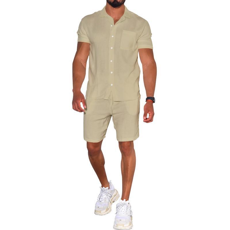 Herren Freizeit-Set Kurzarm Hemd Shorts Modern