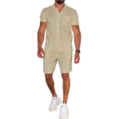Herren Freizeit-Set Kurzarm Hemd Shorts Modern