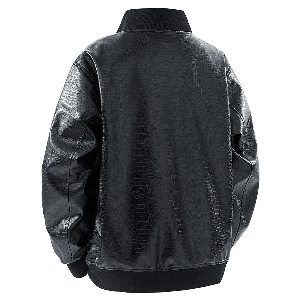 Lederjacke Herren Modern mit Patentaschen Schwarz