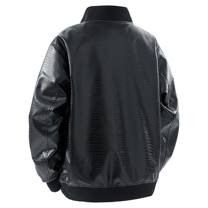 Lederjacke Herren Modern mit Patentaschen Schwarz