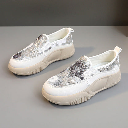 Damen Sneaker Slip-On Glitzernde Blumen bequem