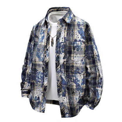 Herren Oversized Hemd Karo Modern mit Brusttasche