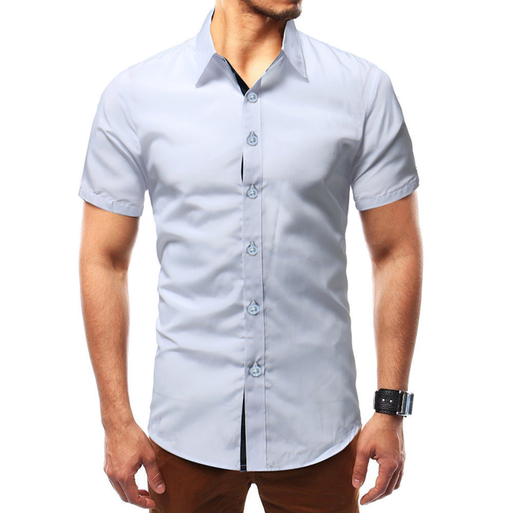 Herren Kurzarmhemd Modern Slim Fit Feinripp