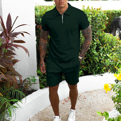 Herren Freizeit-Set Kurz Reißverschluss Elastisch Modern