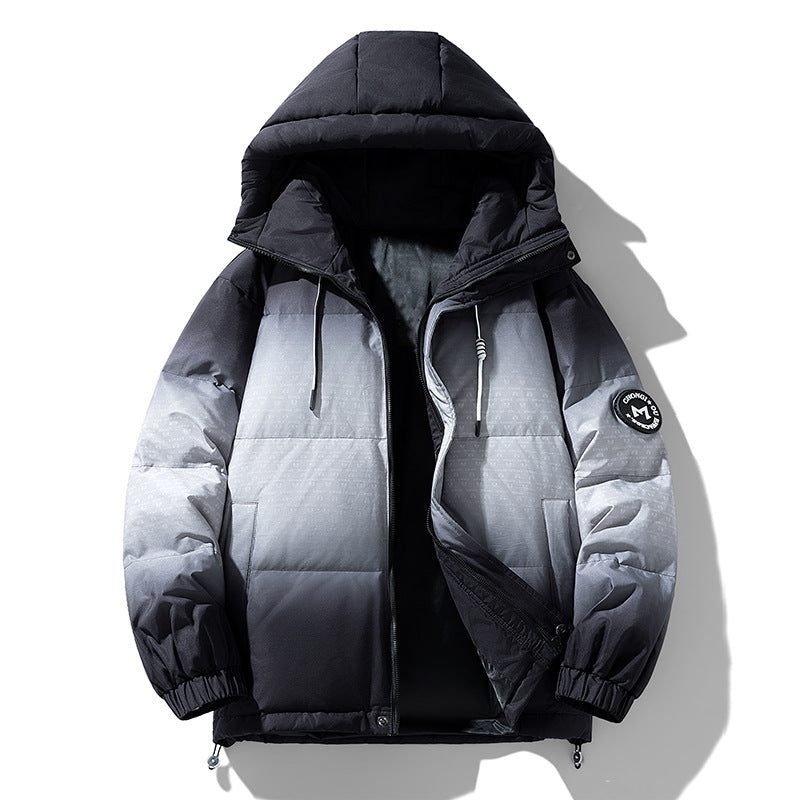Herren Winterjacke Isoliert Wärme Schwarz Modern
