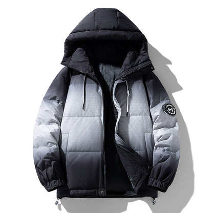 Herren Winterjacke Isoliert Wärme Schwarz Modern