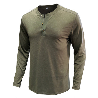 Herren Henley-Shirt Langarm Knopfleiste Modern