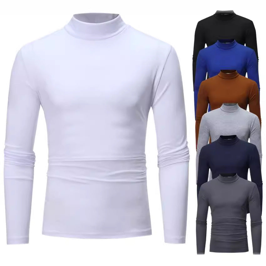 Herren T-Shirt Rollkragen Weich Jersey Elegant