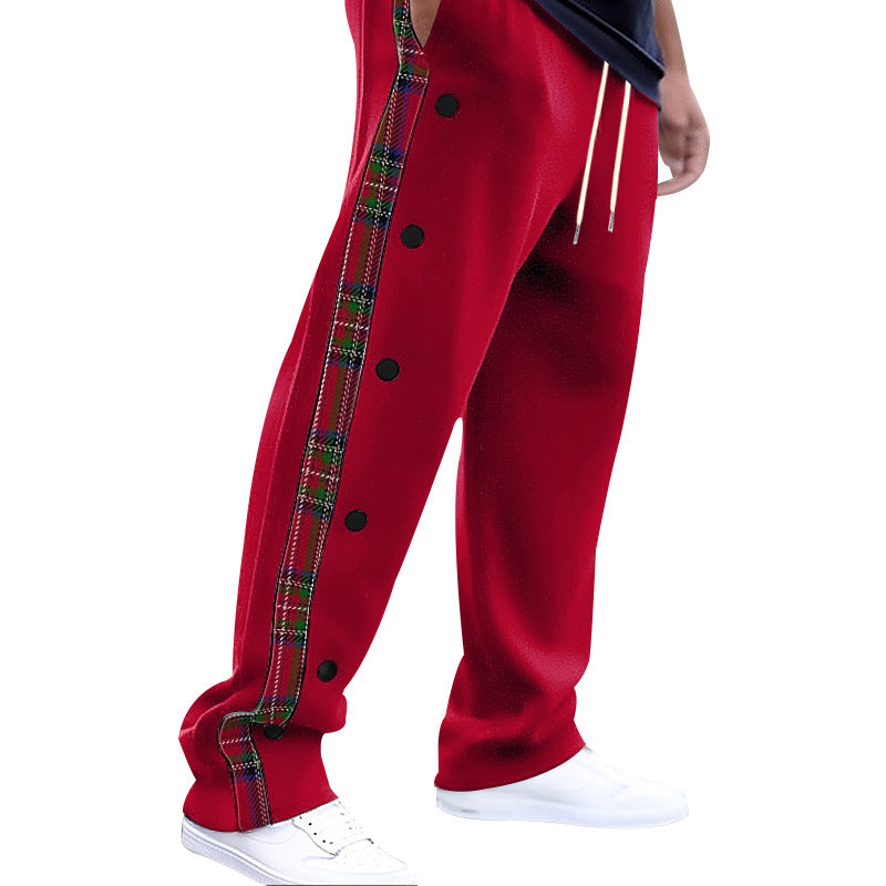 Herren Freizeithose Karomuster Modern mit Druckknöpfen