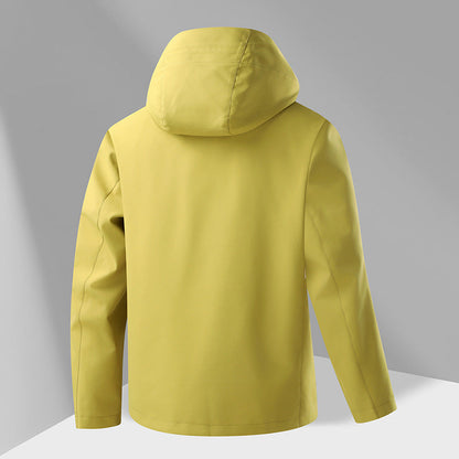 Herren Outdoorjacke Wandern Waterproof mit abnehmbarer Kapuze