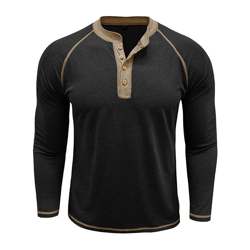 Herren Langarmshirt Modern mit Knopf Detail Elegant