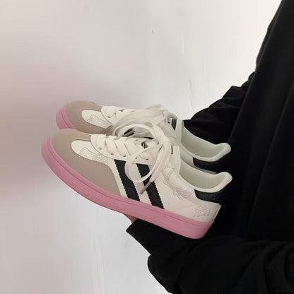 Damen Sneaker Blumen Dekor Weich Laufsohle