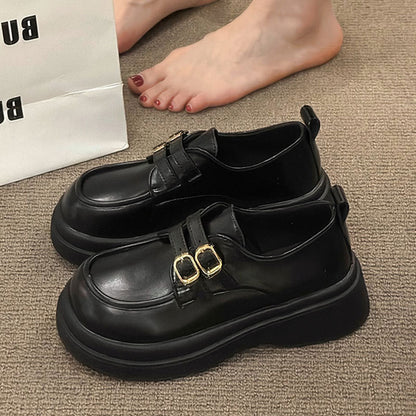 Damen Schnürschuhe Elegante Doppelriemen Schuhe Modern