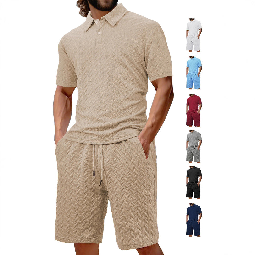 Herren Polo Shirt Set Kurze Hose Sportlich Sommer