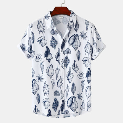 Herren Kurzarmhemd Marine Design Sommer