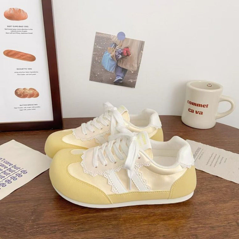 Damen Sneaker Weiß Atmungsaktiv Mit Spitzendetail