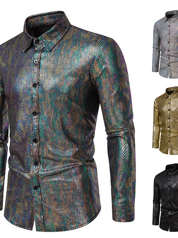 Herren Hemd Modern Elegant mit Glanzstoff