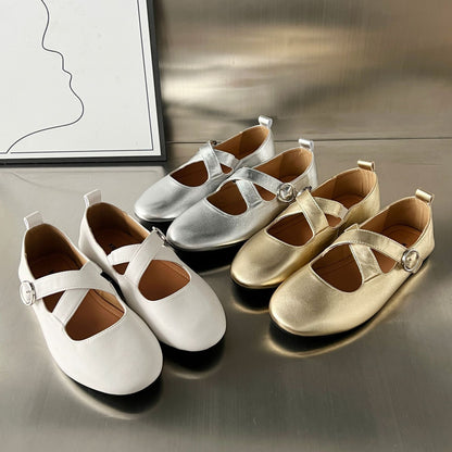 Damen Ballerinas Elegante Schnalle Riemen Schuhe
