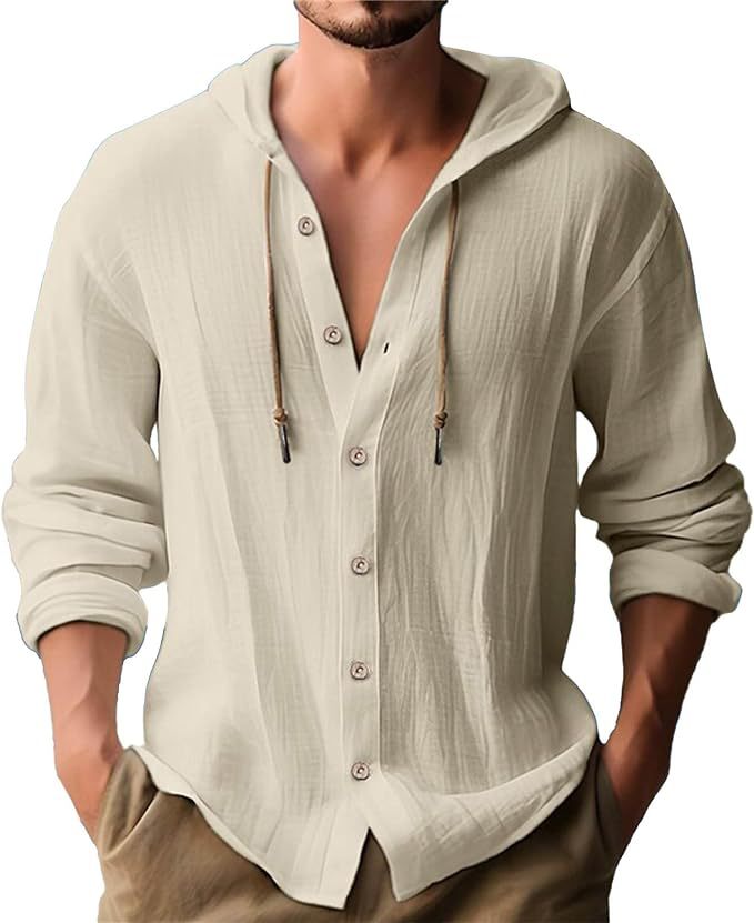 Herren Langarmhemd mit Kapuze Modern Trendy