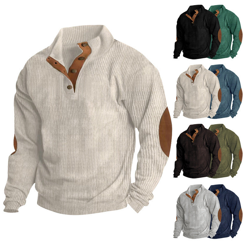 Herren Pullover Strukturiert Lederapplikationen Modern - BerlinGlamour