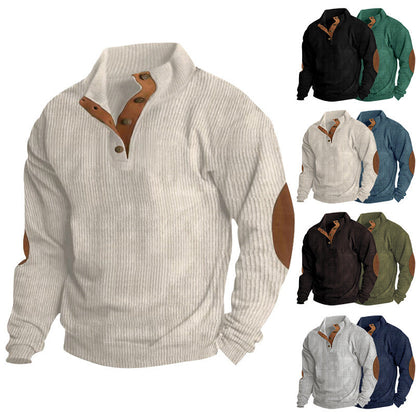 Herren Pullover Strukturiert Lederapplikationen Modern - BerlinGlamour