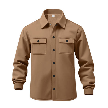 Herren Flanelljacke Modern mit Taschen Schwarz
