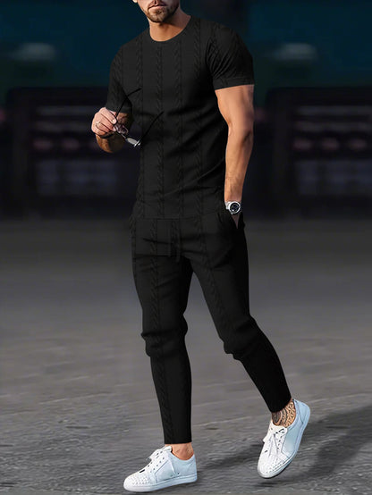 Herren Freizeitanzug Set Sportlich Modern mit Struktur