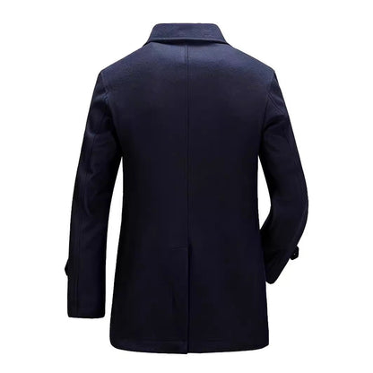 Herren Mantel Doppelknopf Eleganter Wintermantel Schwarz