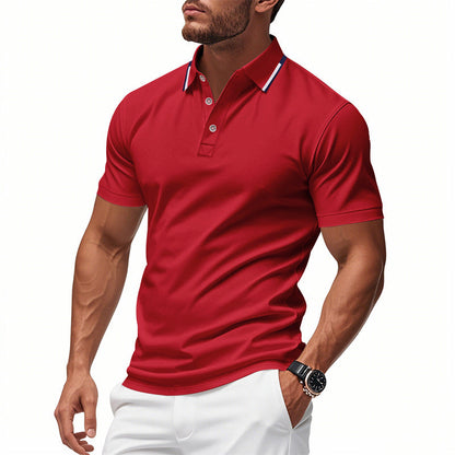 Herren Polohemd Modern Kragen Kontrastfarben Elegent