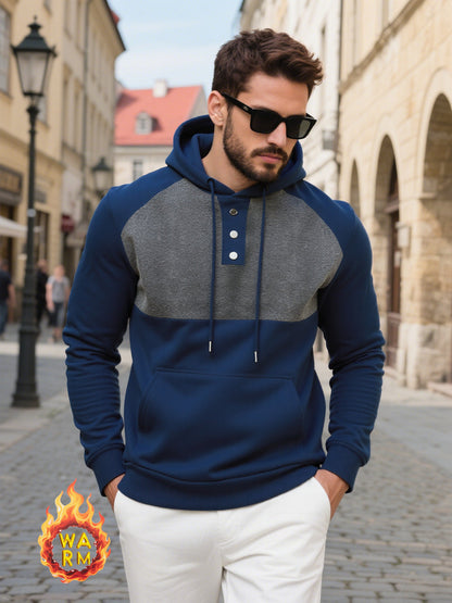 Herren Kapuzenpullover Modern Strukturiert Knopf Detail