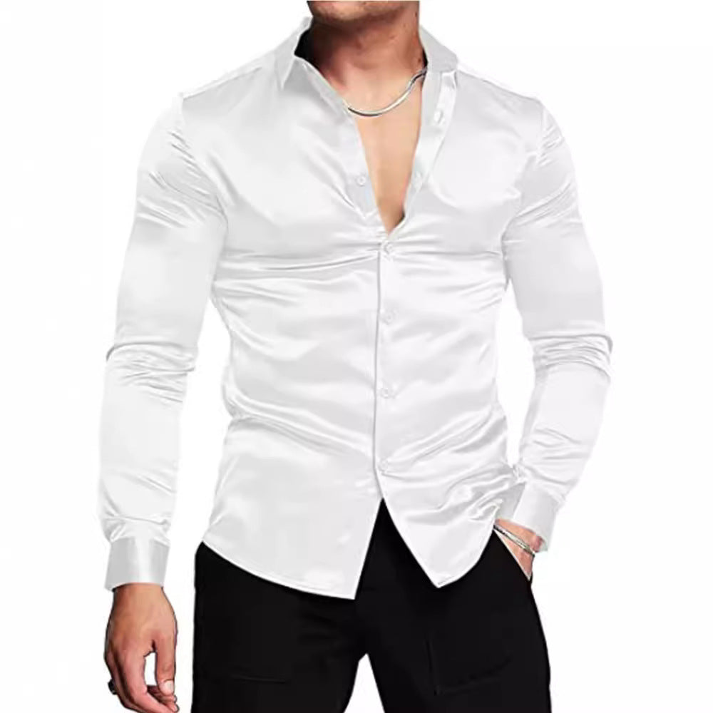 Herren Slim-Fit Hemd Glänzend Modern Berlin Style