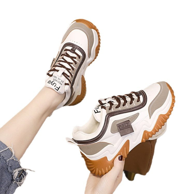 Damen Sneaker Sportlich Chunky Rutschfest Weiß