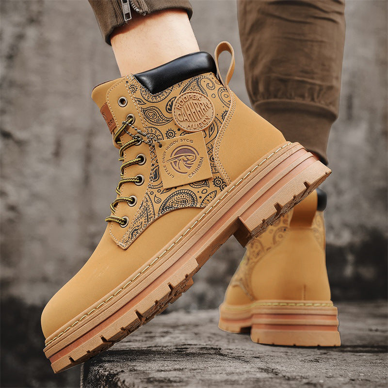 Damen Stiefel High-Top Paisley Muster Robust Winter