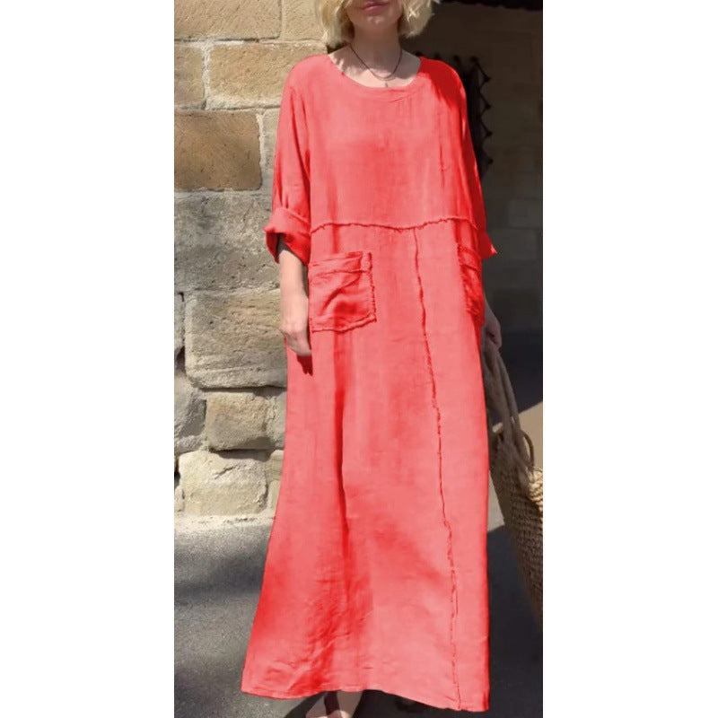Langes, lässiges Plisseekleid mit langen Ärmeln von BerlinGlamour