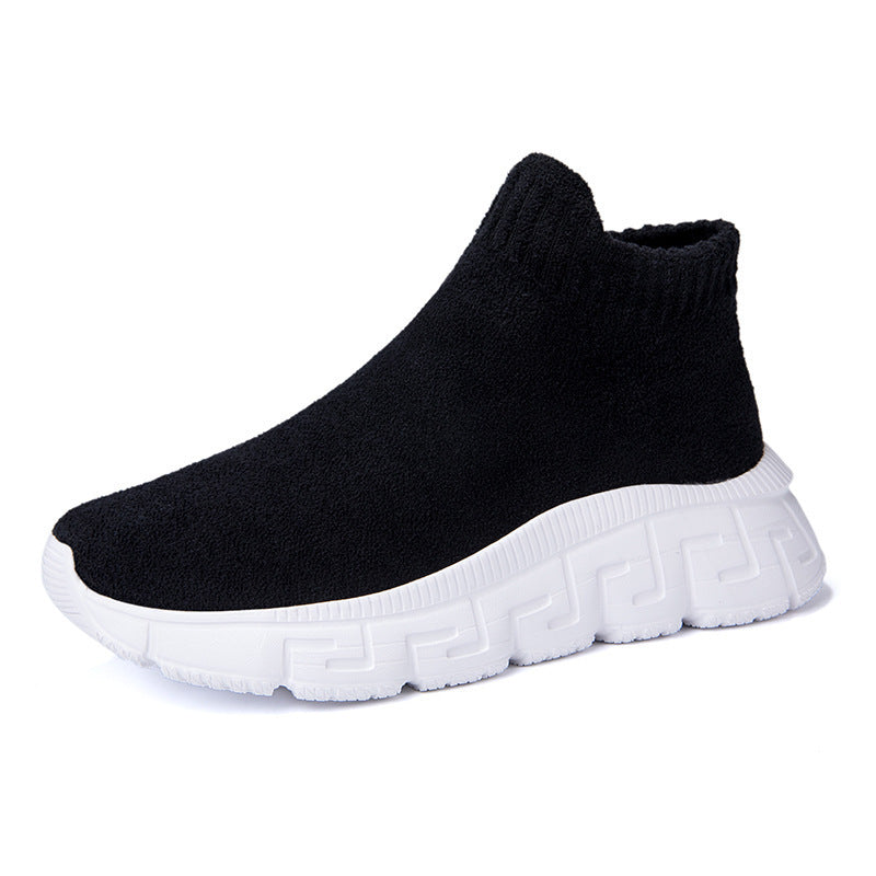 Damen Sneaker Bequem Stretch Weite Passform Hochhackig