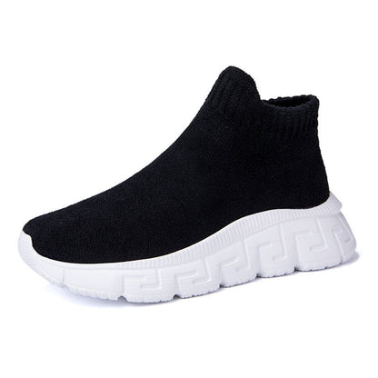 Damen Sneaker Bequem Stretch Weite Passform Hochhackig