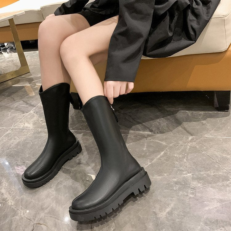 Damen Stiefel Hoch Rutschfest Gummi Schuhe Winter