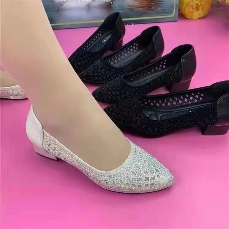 Damen Ballerinas mit Strass und Komfortabsatz Elegant - BerlinGlamour