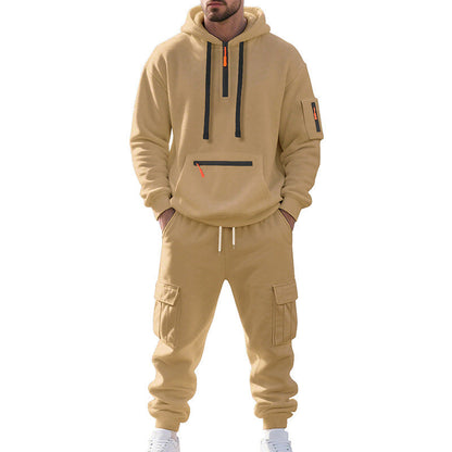 Herren Sport Outfit Hoodie Cargo Hosen Set Grau