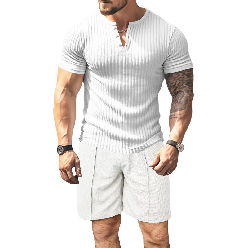 Herren Kurzarm T-Shirt Struktur Optik Berlin Style
