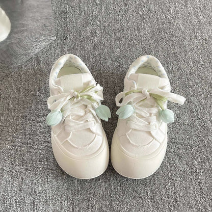 Damen Sneaker Bequem Floral Schnürsenkel