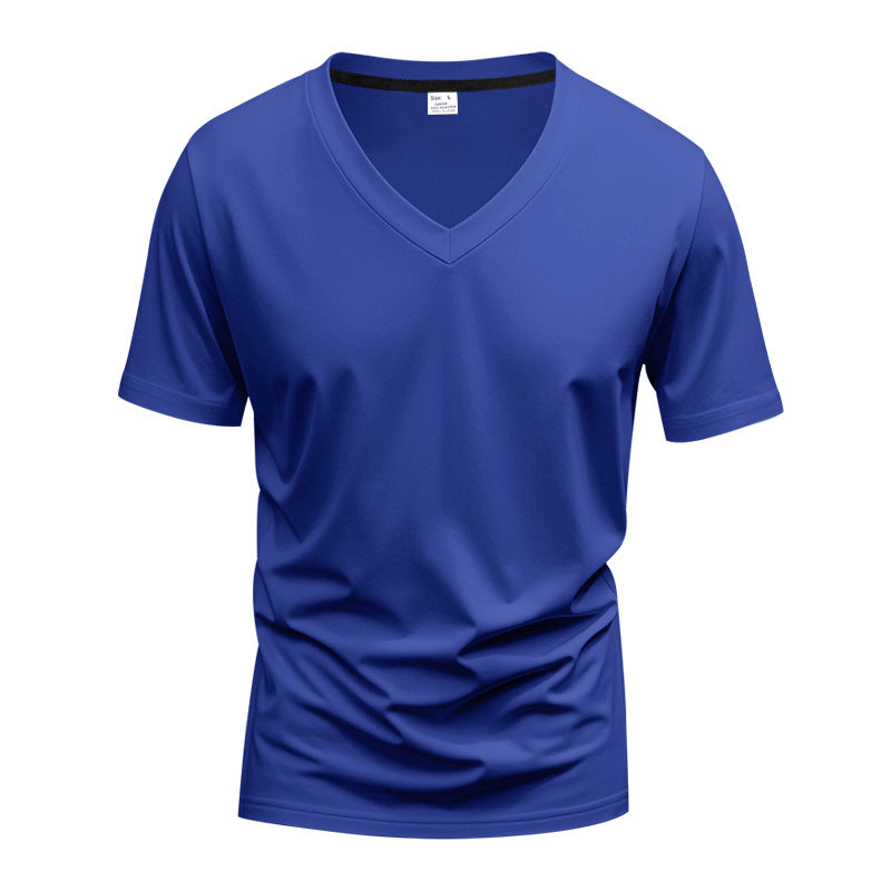 Herren T-Shirt V-Ausschnitt atmungsaktiv Schnelltrocknend Baumwolle