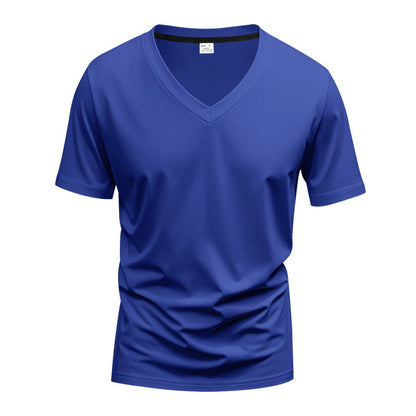 Herren T-Shirt V-Ausschnitt atmungsaktiv Schnelltrocknend Baumwolle