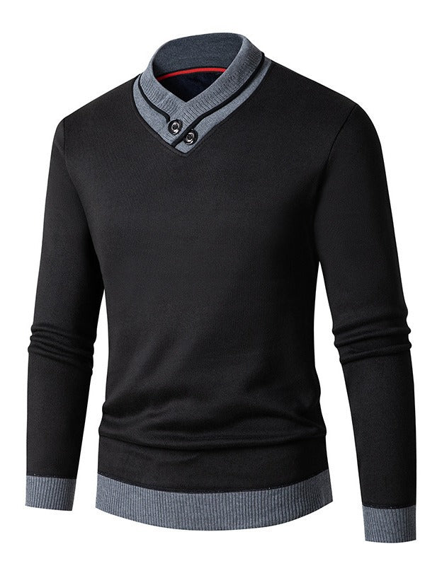 Herren Pullover Asymmetrisch Knopf Modisch Elegant