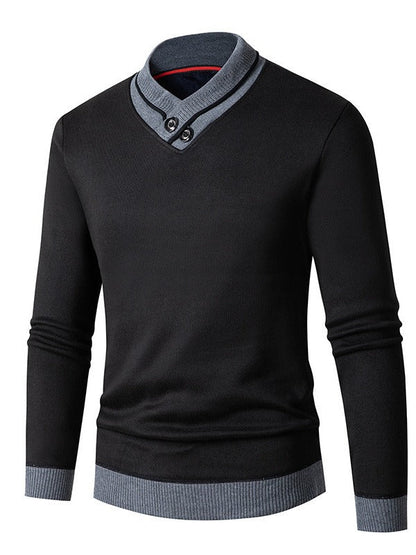 Herren Pullover Asymmetrisch Knopf Modisch Elegant