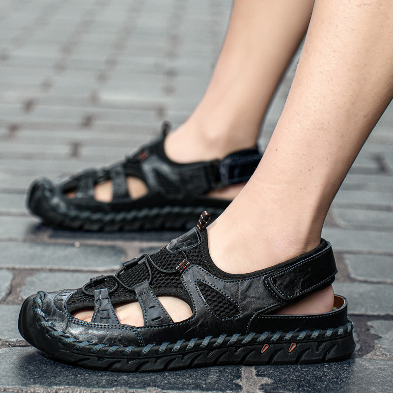 Damen Leder-Sandalen Sportlich Atmungsaktiv Rutschfest